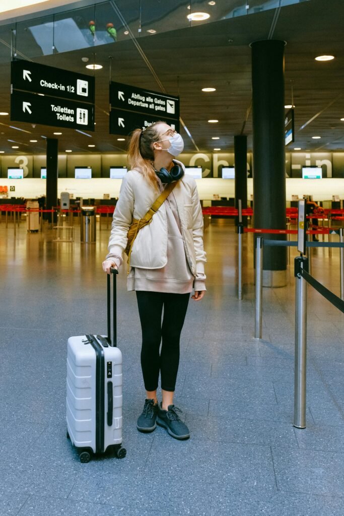 Woman Wearing Face Mask at Airport